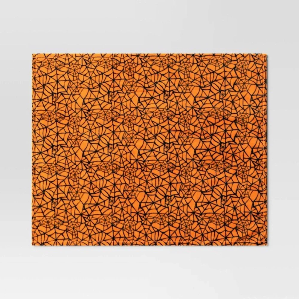 Spiderweb Plush Throw Blanket Orange - Hyde & EEK!